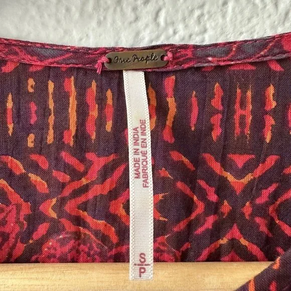 FREE PEOPLE Gotta Have You Mixed Print Cotton Tunic Top Boho Size Small - Picture 9 of 9